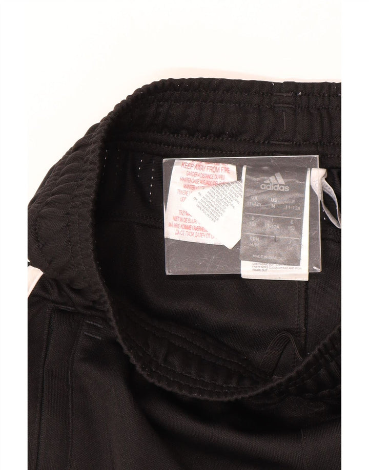 ADIDAS Boys Tracksuit Trousers 11-12 Years Black Polyester