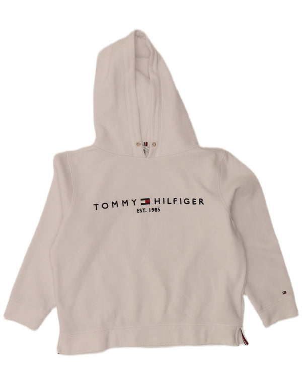 TOMMY HILFIGER Γυναικείο υπερμεγέθη γραφικό με κουκούλα UK 14 Medium White