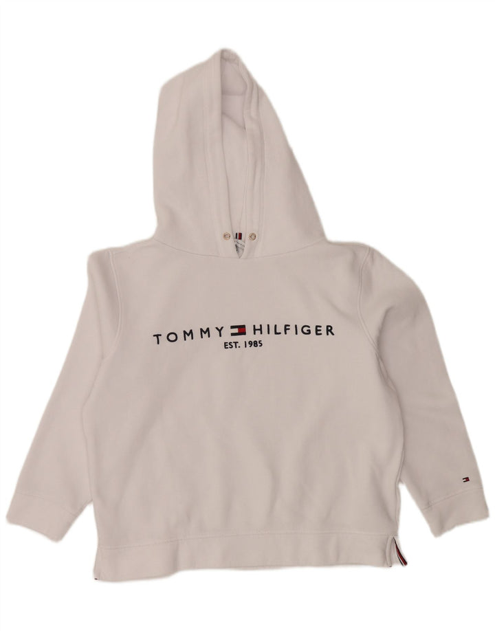 TOMMY HILFIGER Γυναικείο υπερμεγέθη γραφικό με κουκούλα UK 14 Medium White