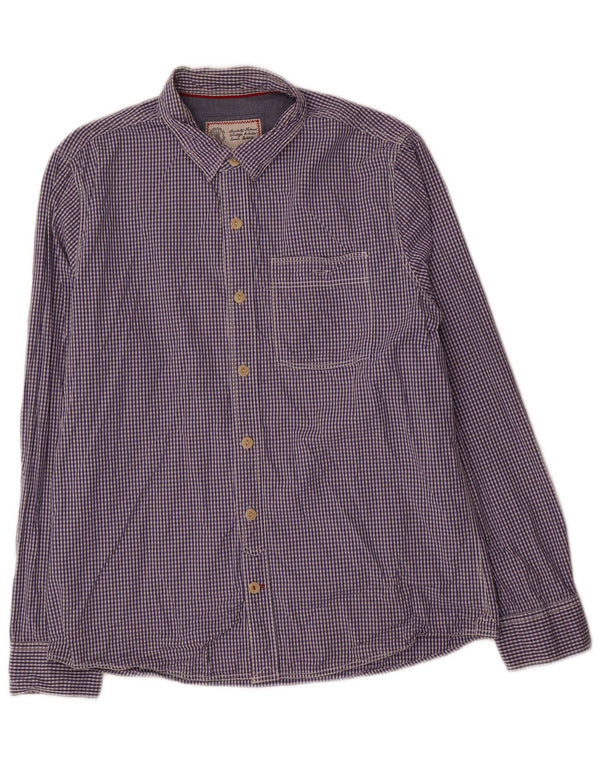 Fat Face Mens Shirt Large Blue Gingham Cotton