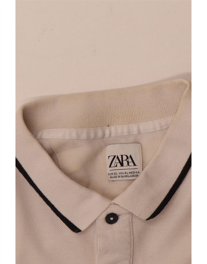 Zara Ανδρικό πουκάμισο Polo XL Λευκό Colourblock