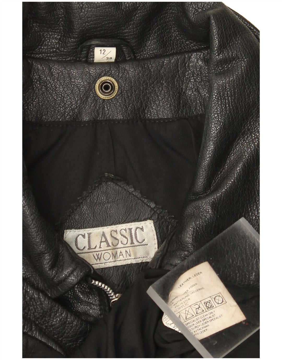CLASSIC Γυναικείο Δερμάτινο Μπουφάν UK 12 Medium Black Leather
