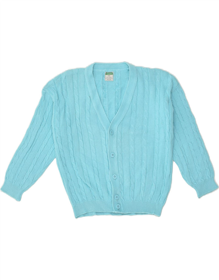 BENETTON Boys O12 Cardigan Sweater 11-12 Years Medium Turquoise Cotton | Vintage Benetton | Thrift | Second-Hand Benetton | Used Clothing | Messina Hembry 