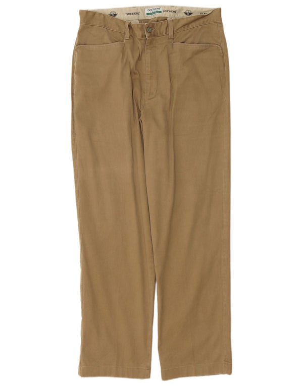 DOCKERS Ανδρικό Χακί ίσιο casual παντελόνι W34 L30 Μπεζ βαμβακερό