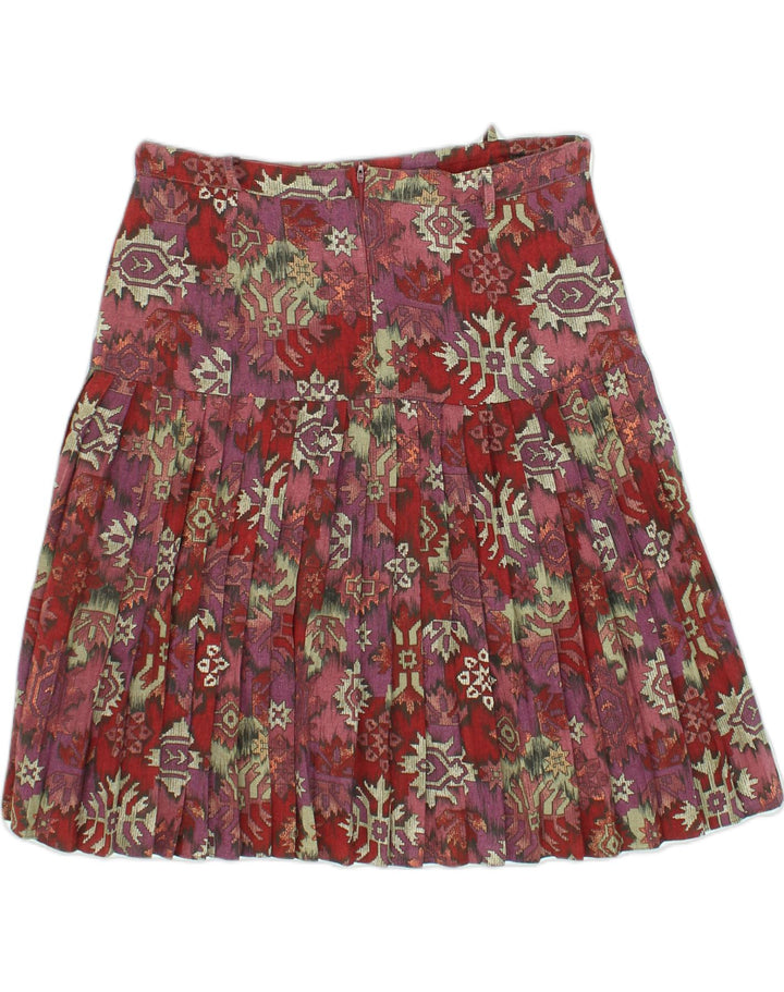 VINTAGE Womens Pleated Skirt W36 XL Red Geometric Viscose | Vintage Vintage | Thrift | Second-Hand Vintage | Used Clothing | Messina Hembry 