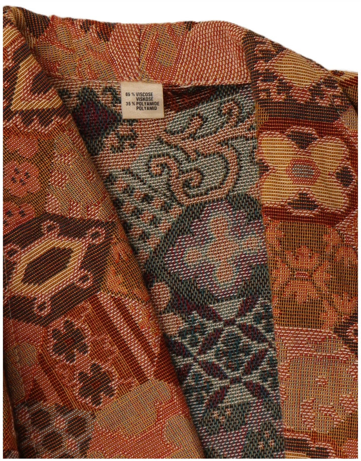 Vintage Γυναικείο Crop Blazer Jacket UK 14 Medium Brown γεωμετρικό
