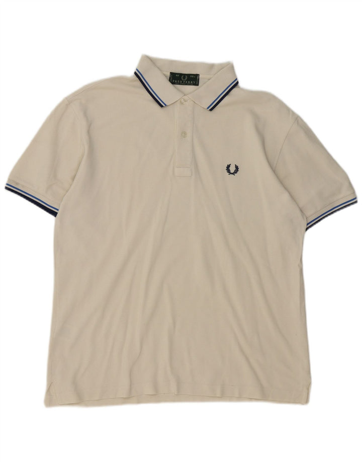 Fred Perry Ανδρικό πουκάμισο πόλο, μεσαίο λευκό βαμβακερό ριγέ