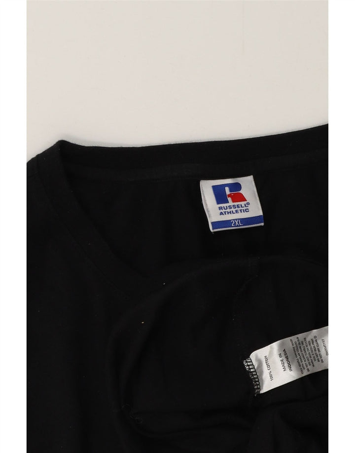Ανδρικό γραφικό μπλουζάκι RUSSELL ATHLETIC 2XL μαύρο βαμβακερό