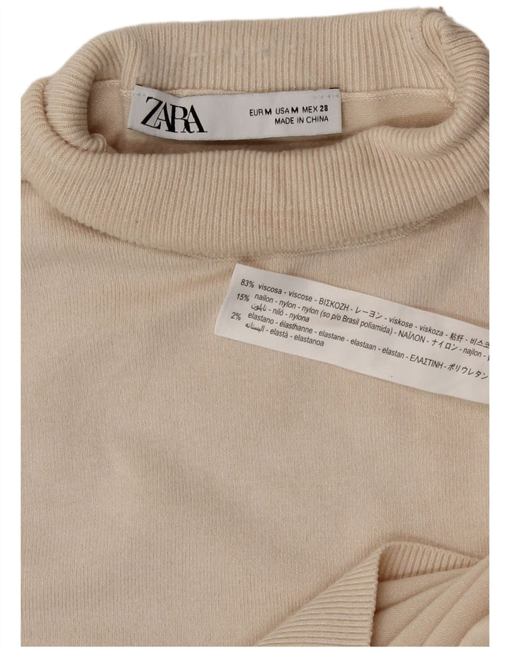 Zara Γυναικείο πουλόβερ με ρολό λαιμόκοψη UK 12 μεσαία λευκή βισκόζη
