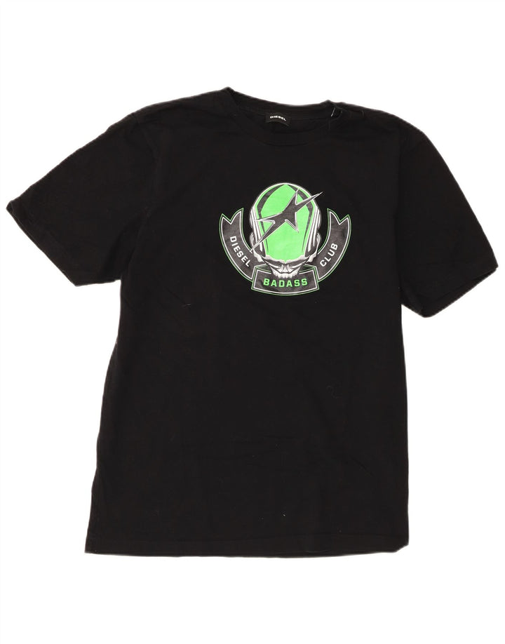 Ανδρικό γραφικό T-Shirt Diesel Top μεγάλο μαύρο βαμβακερό
