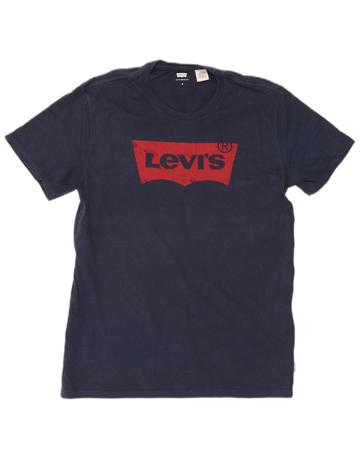 LEVI'S Mens San Francisco Graphic T-Shirt Top Medium Navy Blue Cotton