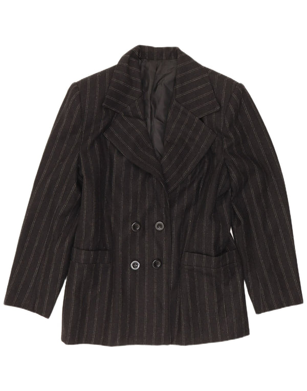 Vintage Γυναικείο Διπλό Μπουφάν Blazer IT 48 XL Μαύρο ριγέ μαλλί