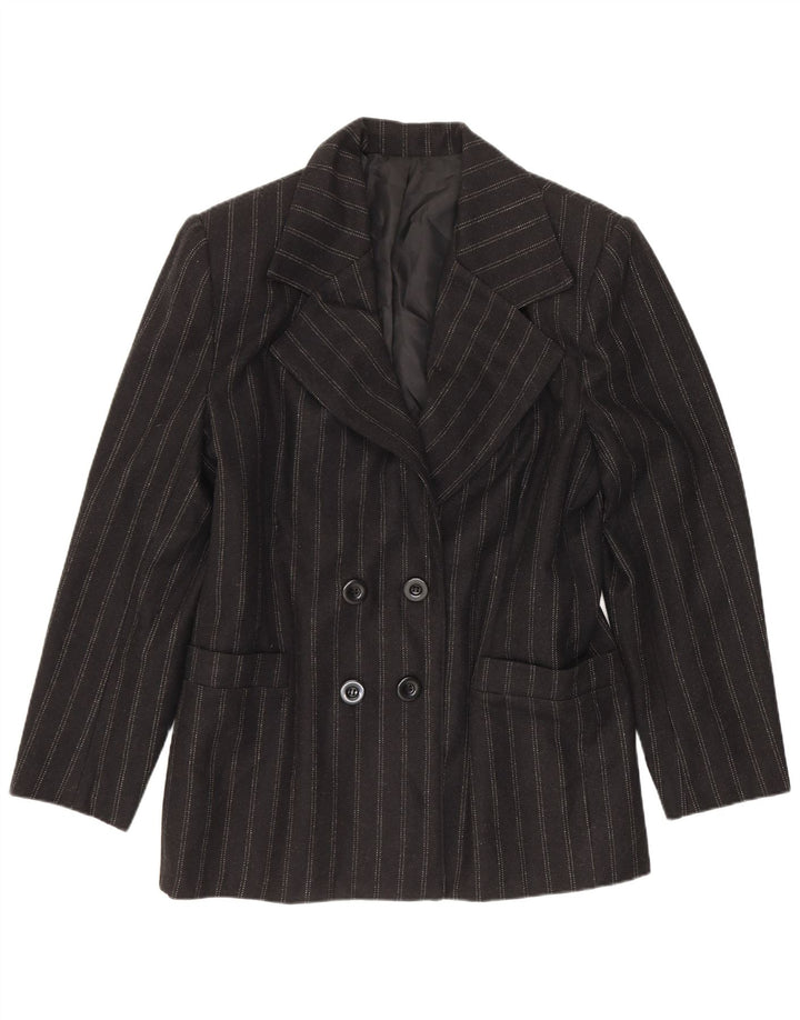 Vintage Γυναικείο Διπλό Μπουφάν Blazer IT 48 XL Μαύρο ριγέ μαλλί