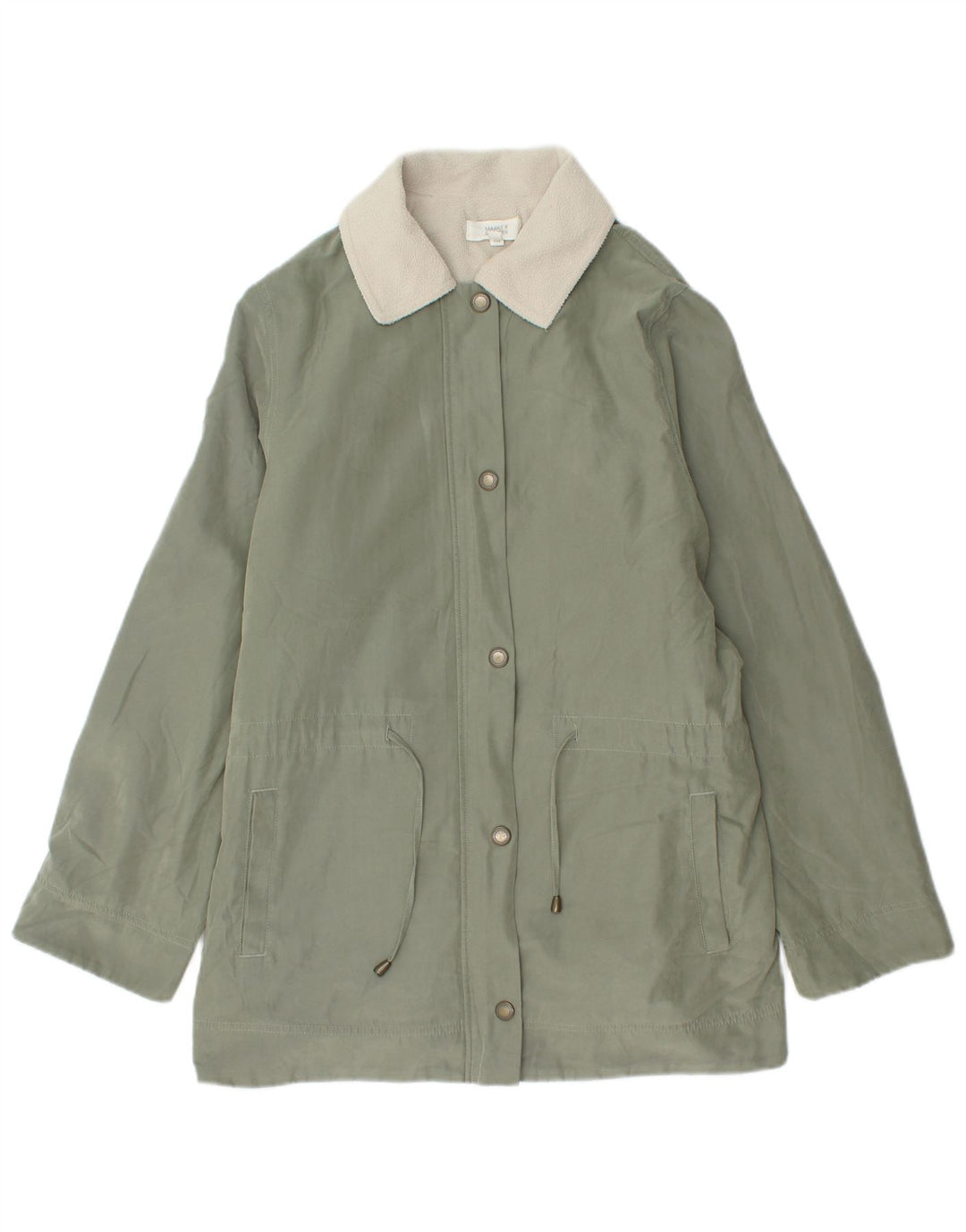 Marks & Spencer Womens Oversized Sherpa Parka Jacket UK 14 Large Green