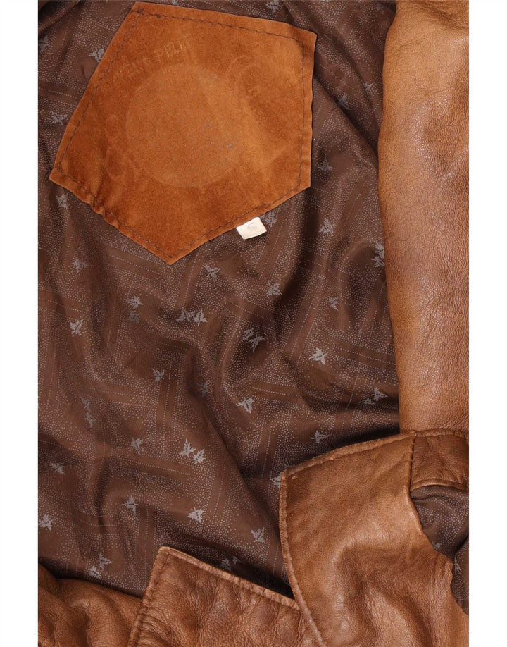 Vintage Γυναικείο Oversized Δερμάτινο Μπουφάν UK 10 Small Brown