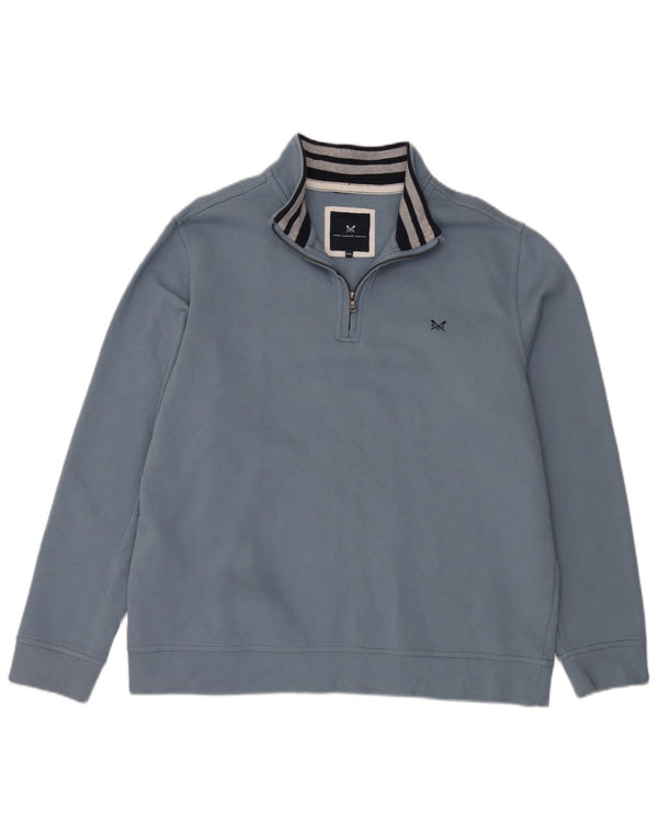 Crew Clothing Mens Zip Neck Sweatshirt Jumper 3XL Blue Cotton