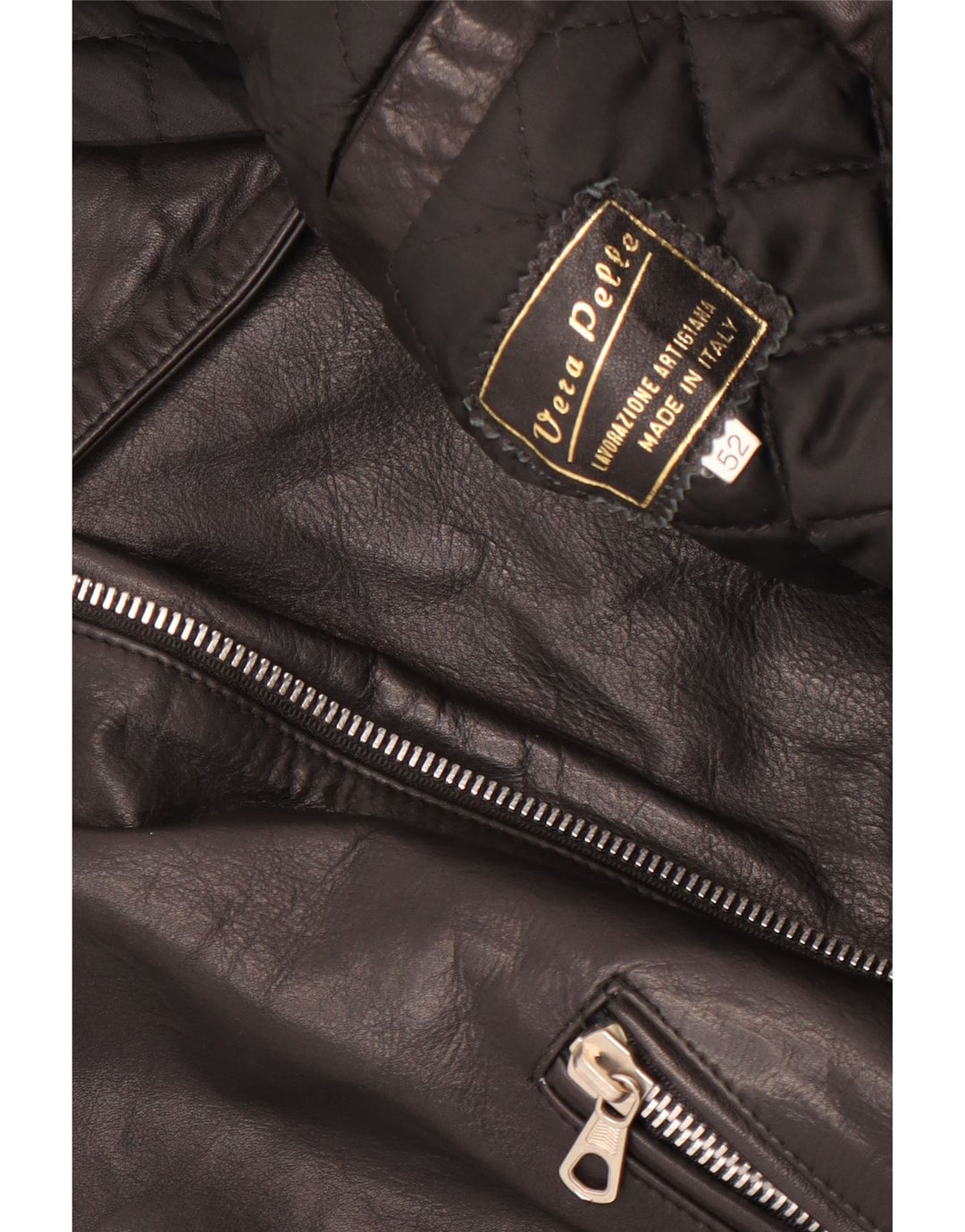 Vintage Ανδρικό Δερμάτινο Μπουφάν Biker IT 52 XL Μαύρο Δερμάτινο