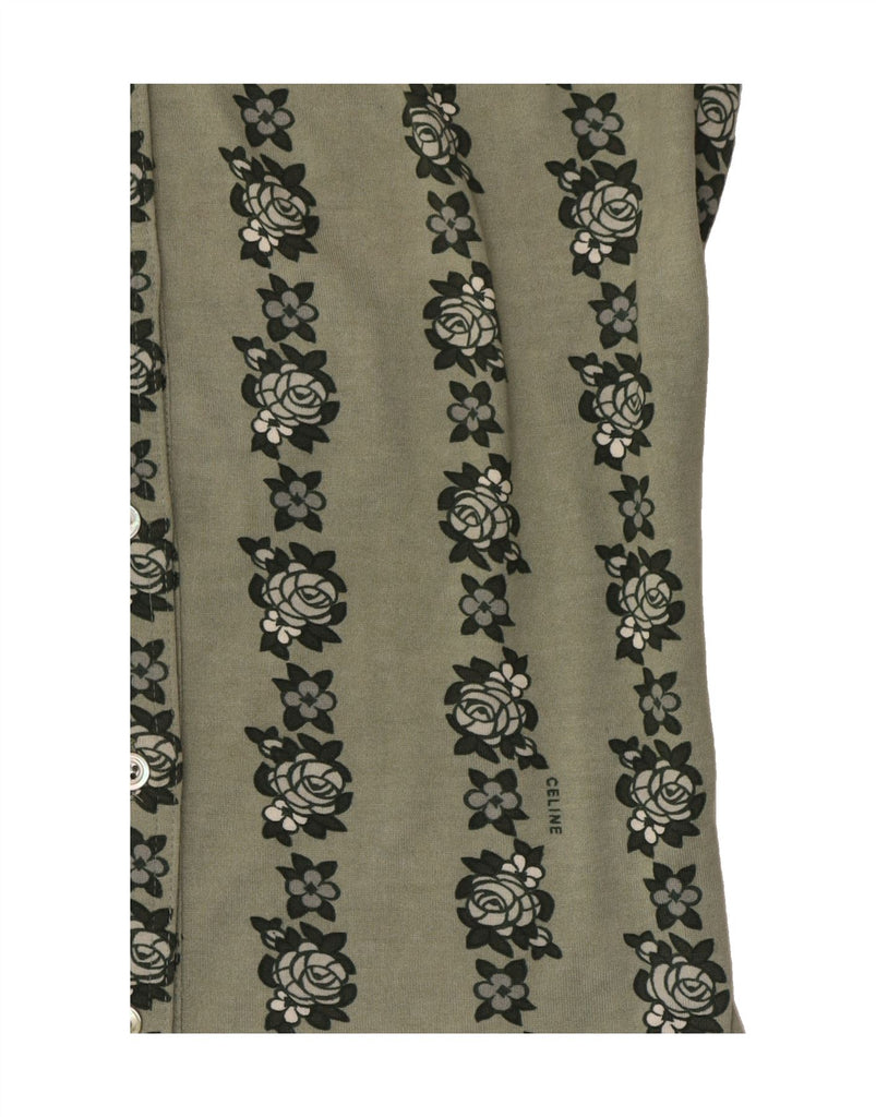CELINE Womens Shirt IT 42 Medium Khaki Floral Cotton Designer Vintage Celine and Second-Hand Celine from Messina Hembry 