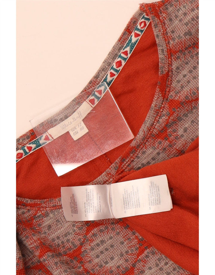 White Stuff Γυναικείο Crop Μακρυμάνικο UK 12 Medium Red Geometric