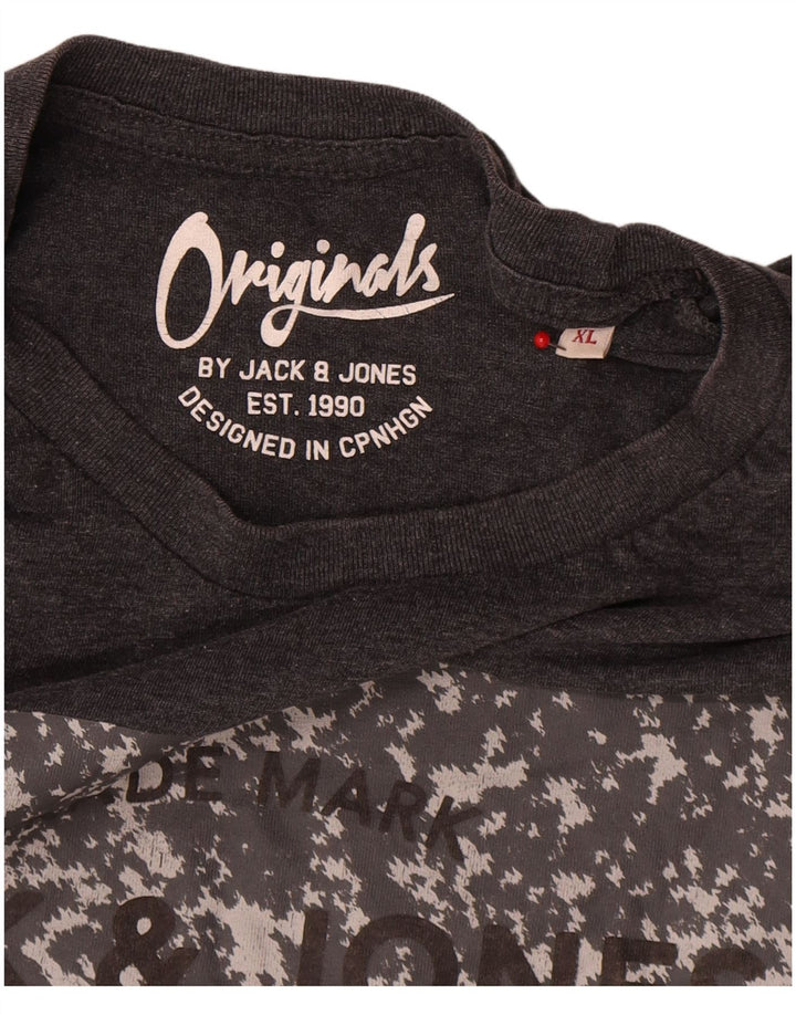Jack & Jones Ανδρικό γραφικό T-Shirt Top XL Γκρι βαμβακερό