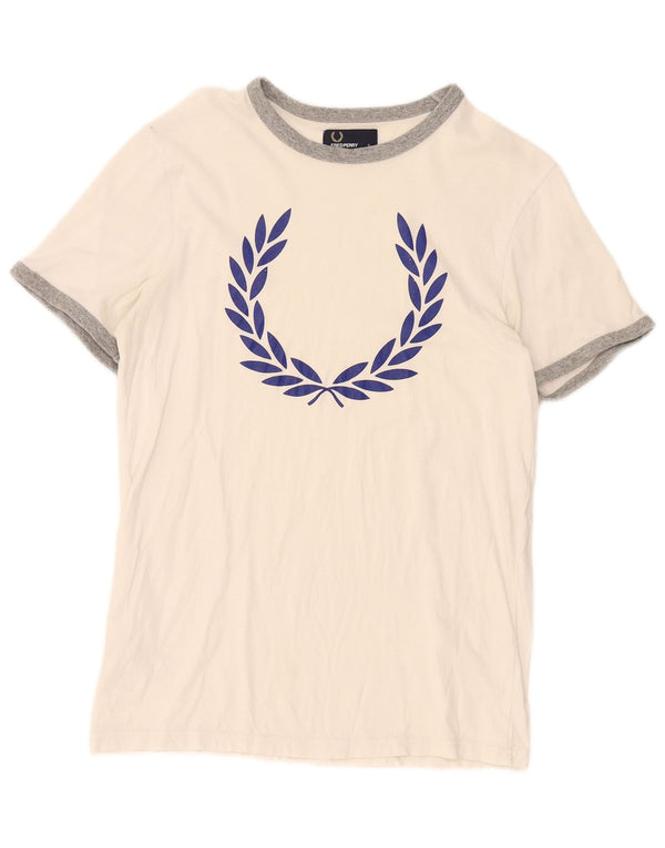 Fred Perry Ανδρικό γραφικό T-Shirt Top Μικρό λευκό βαμβακερό