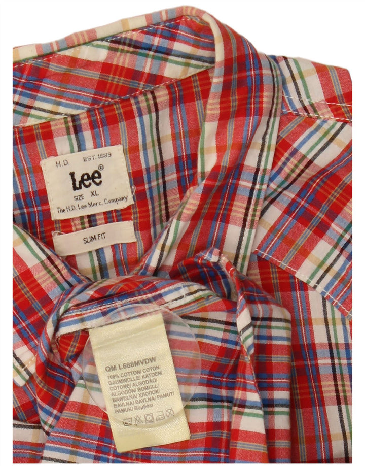 Ανδρικό κοντομάνικο πουκάμισο LEE Slim Fit XL Red Check Cotton