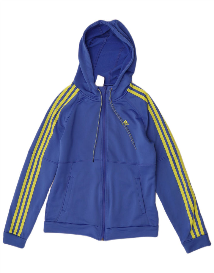Γυναικείο πουλόβερ Adidas με φερμουάρ UK 8/10 Μικρό Μπλε Πολυεστέρας