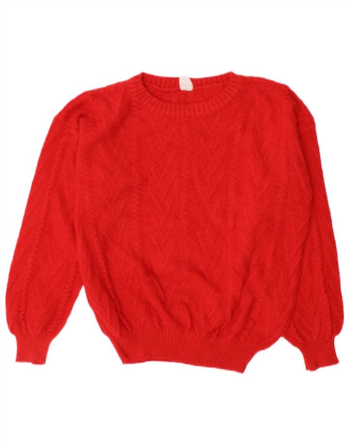 Vintage Γυναικείο πουλόβερ με λαιμόκοψη UK 14 Medium Red Cotton