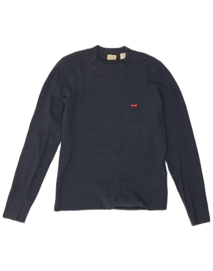 Γυναικείο τοπ Levi's μακρυμάνικο UK 14 Large Navy Blue Acrylic