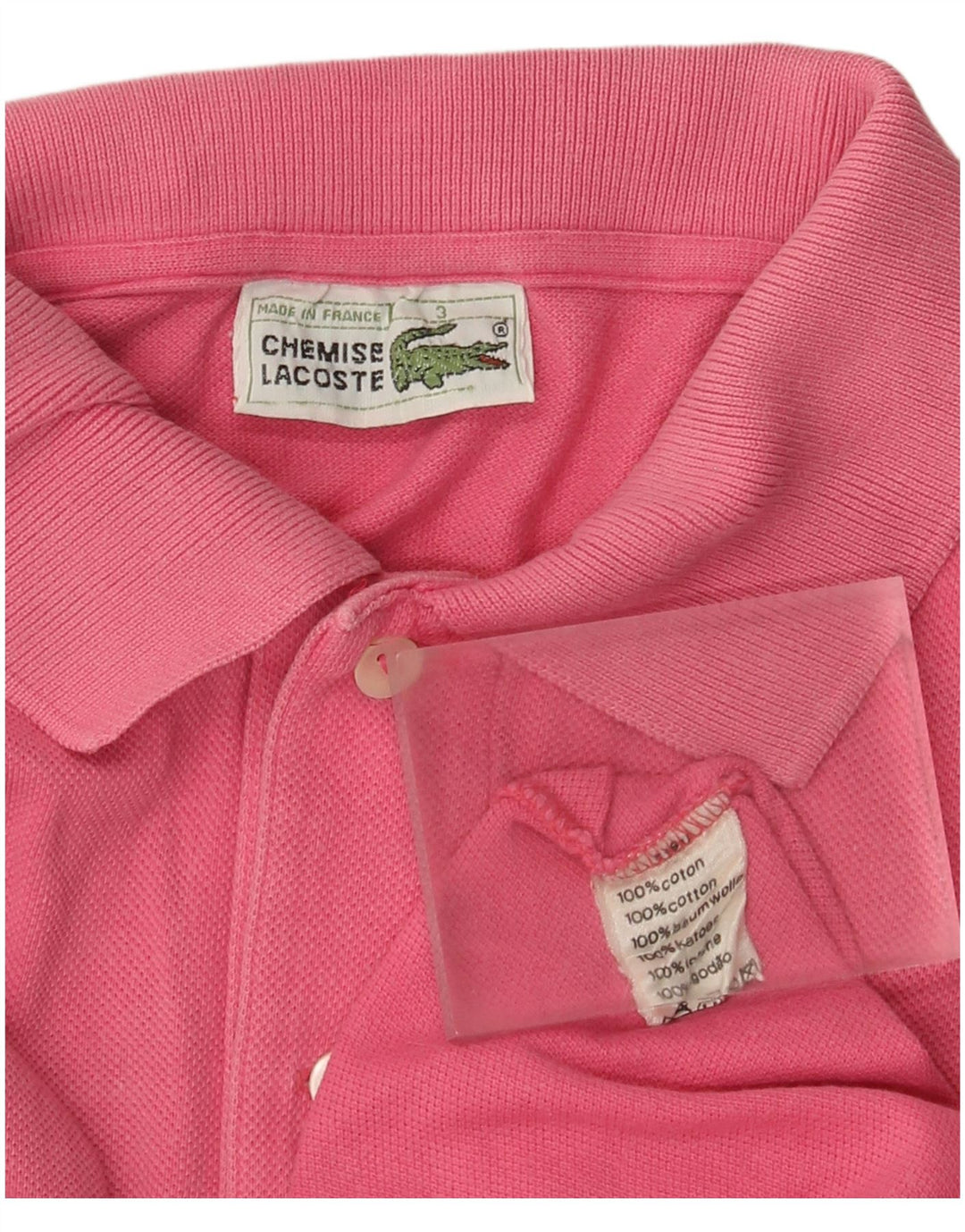Ανδρικό πουκάμισο πόλο Lacoste, μέγεθος 3, μικρό ροζ βαμβακερό