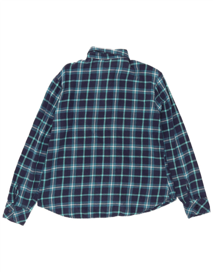 LEE Womens Riders Flannel πουκάμισο UK 14 Medium Navy Blue καρό