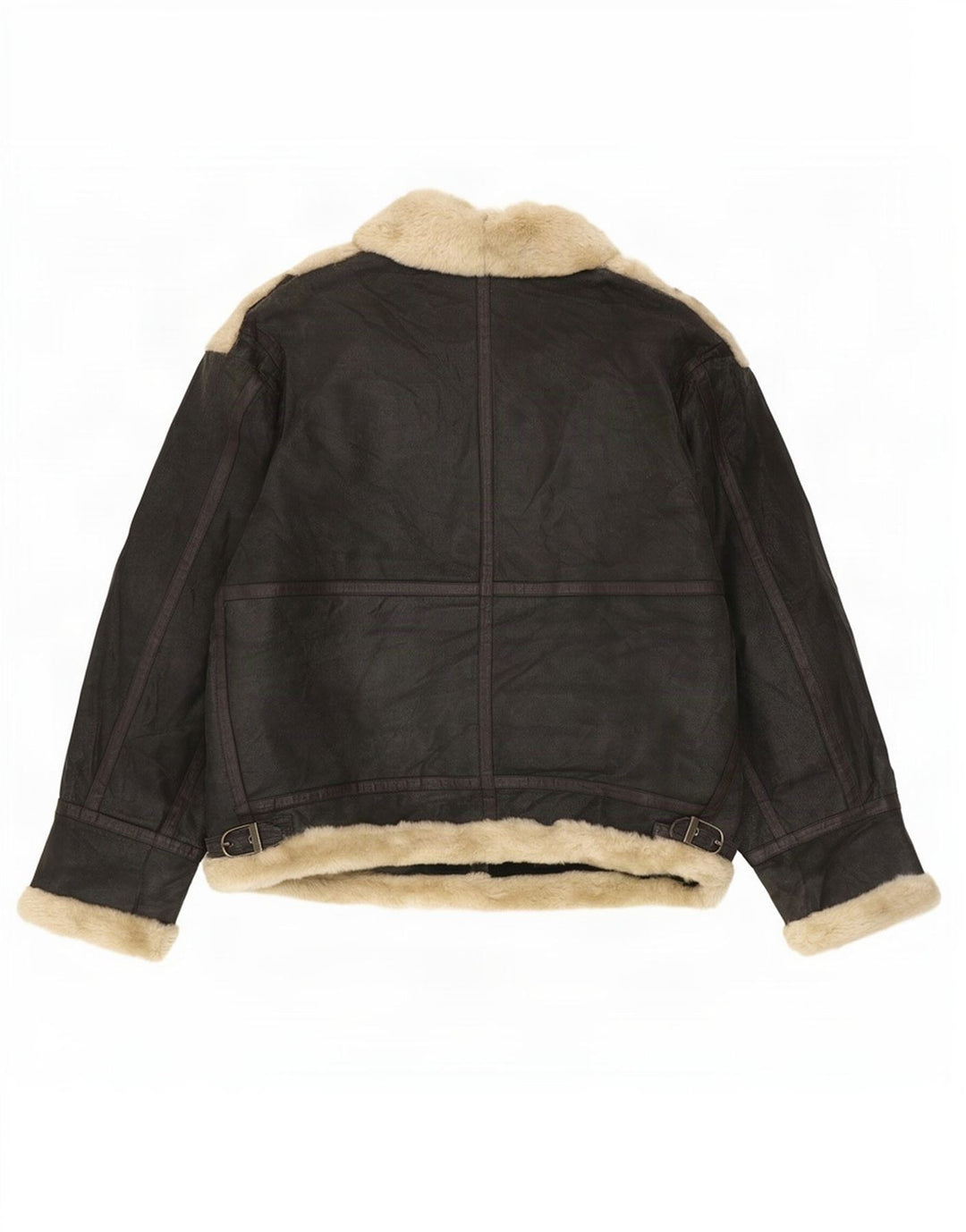 Ανδρικό Shearling Jacket Quebec UK 42 XL μαύρο δέρμα