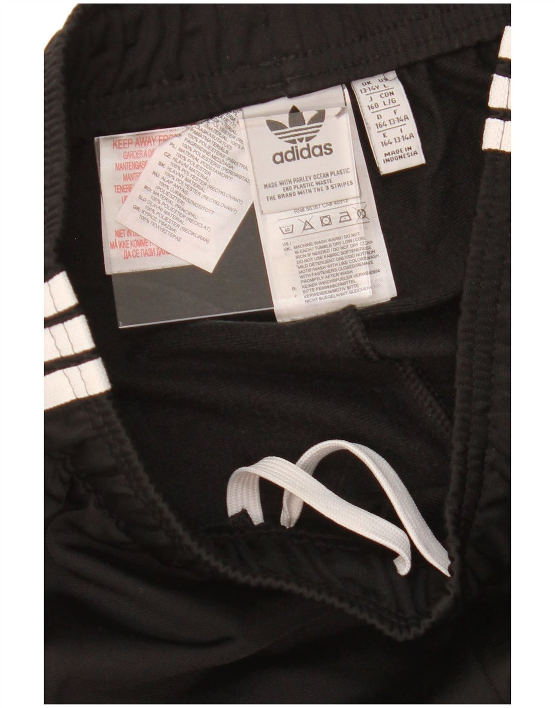 ADIDAS Boys Tracksuit Trousers Joggers 13-14 Years  Black Polyester