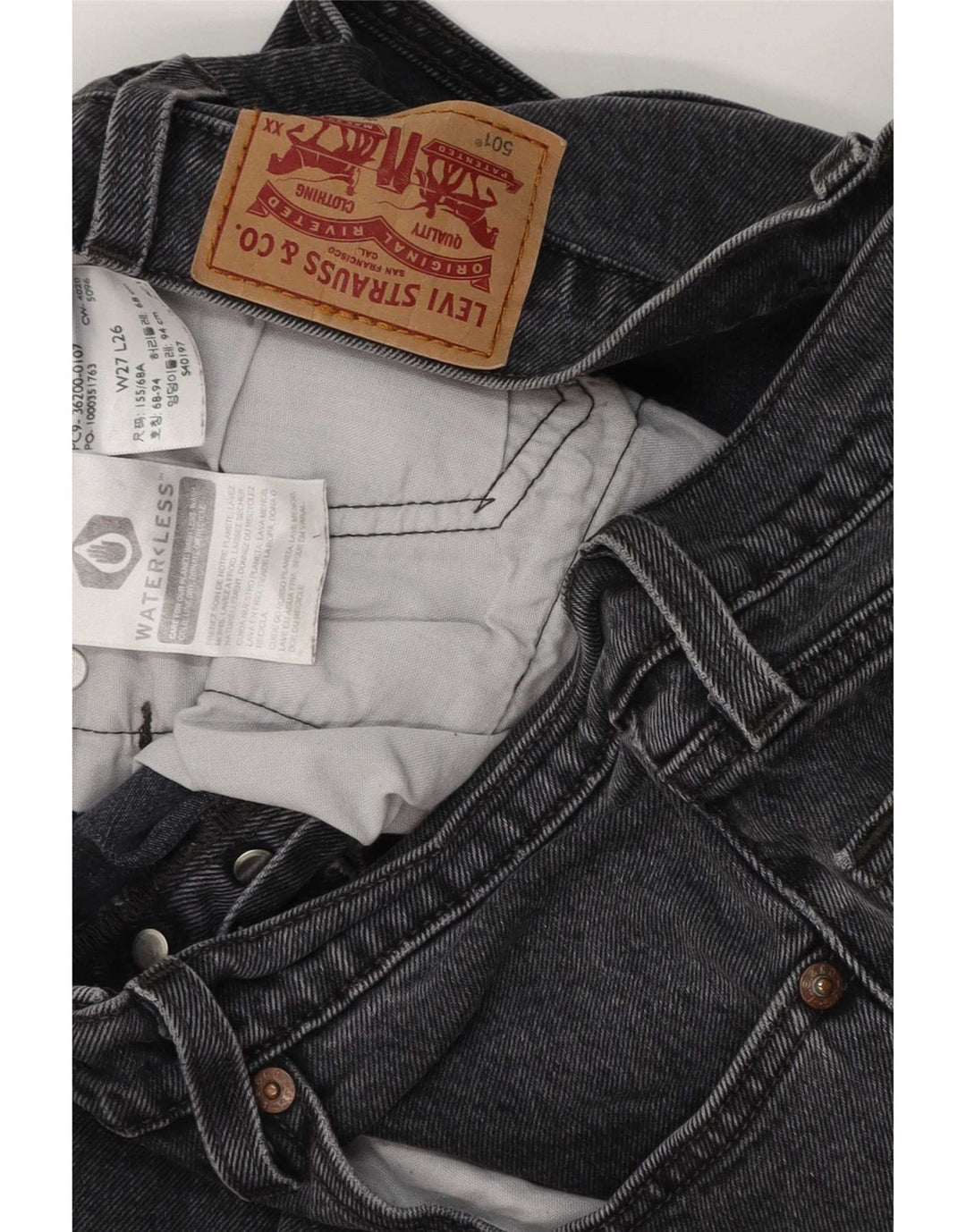 Levi's Womens 501 Crop Straight Jeans W27 L26 Γκρι βαμβακερό