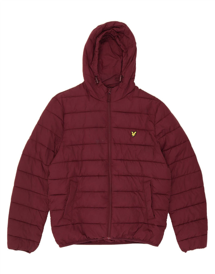 LYLE & SCOTT Mens Hooded Padded Jacket UK 40 Large Maroon Polyester Vintage Lyle & Scott and Second-Hand Lyle & Scott from Messina Hembry 