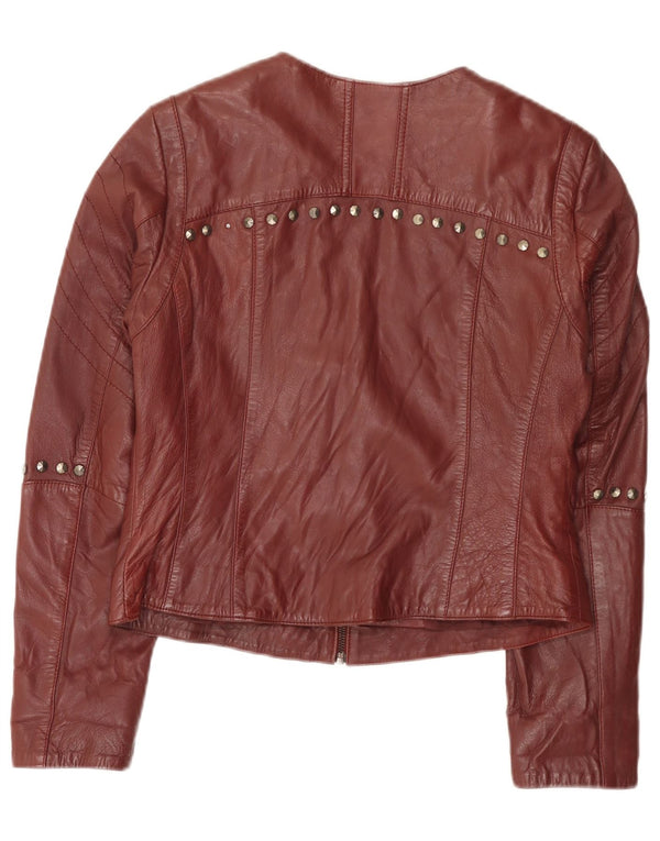 Amy Vermont Γυναικείο Δερμάτινο Μπουφάν Biker EU 38 Medium Burgundy Spotted