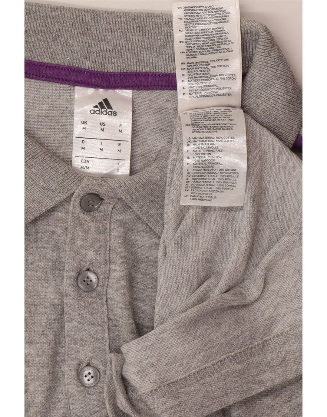 Ανδρικό μπλουζάκι πόλο ADIDAS Real Madrid, μεσαίο γκρι βαμβακερό
