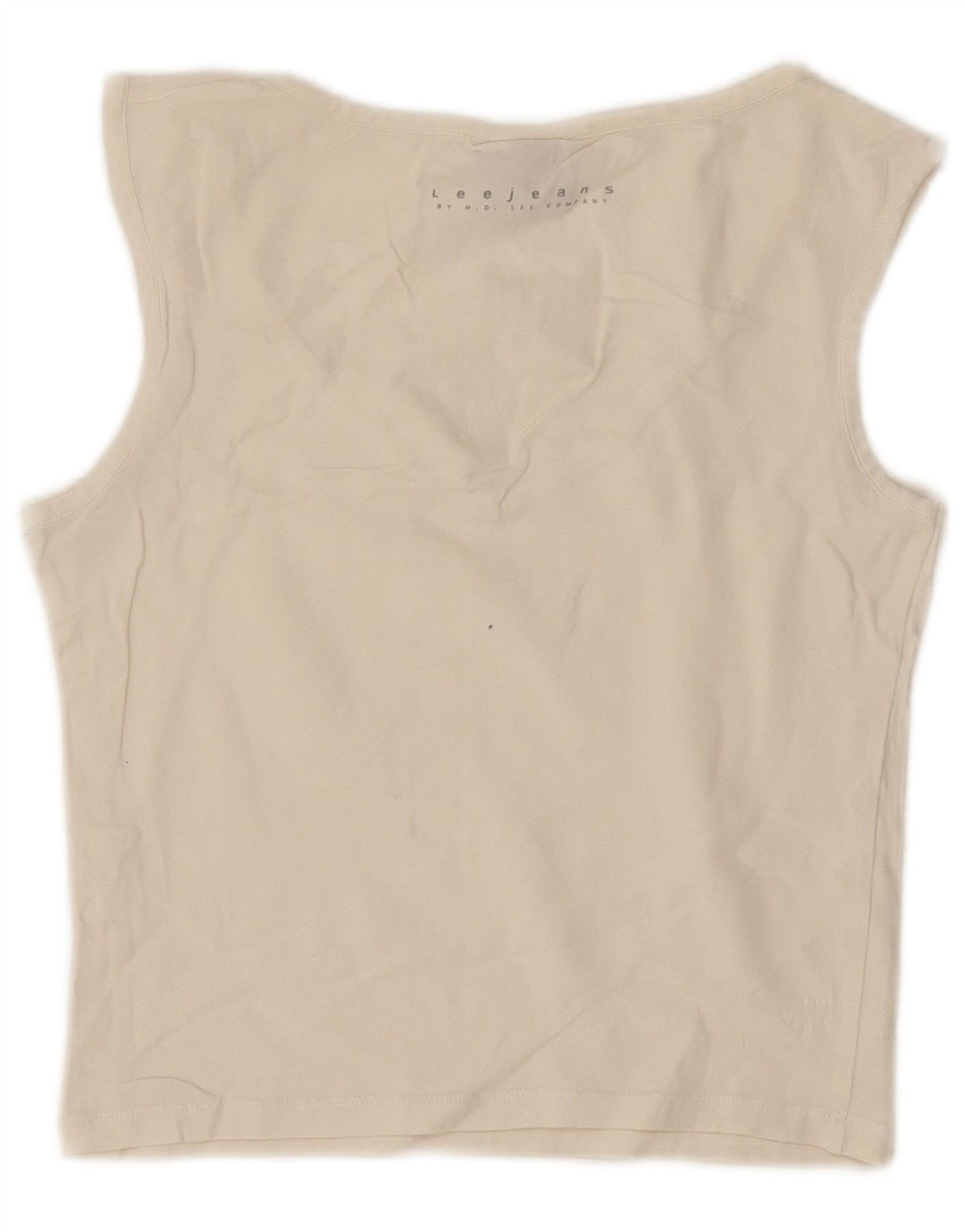 Lee Womens Crop Vest Top UK 14 Large Off White Βαμβακερό