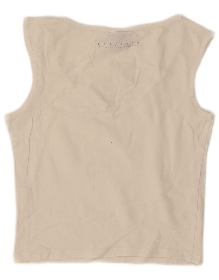 Lee Womens Crop Vest Top UK 14 Large Off White Βαμβακερό