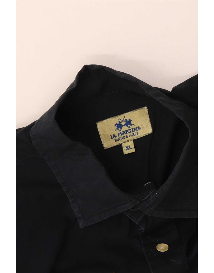 Ανδρικό γραφικό πουκάμισο La Martina XL Navy Blue