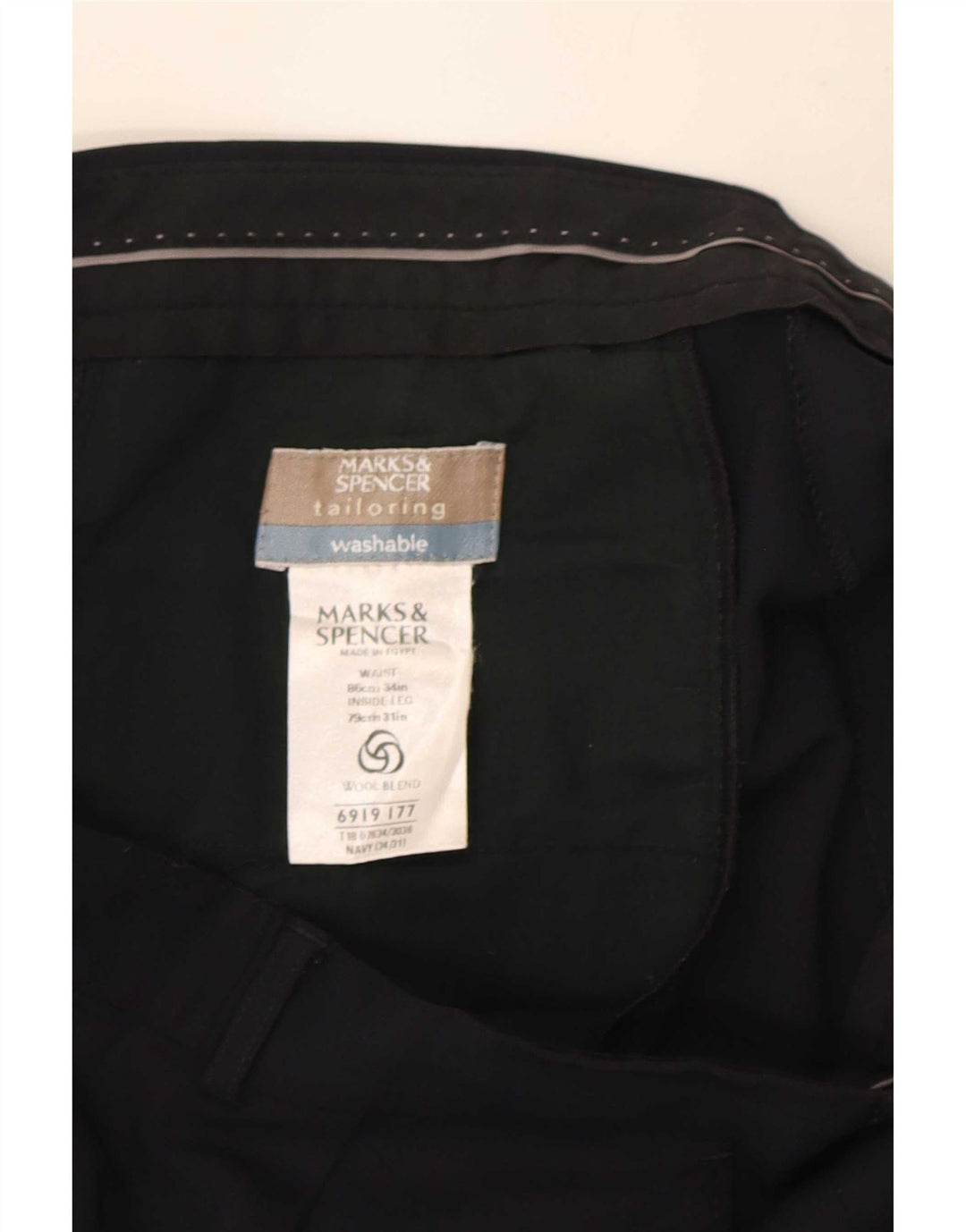 Marks & Spencer Ανδρικό παντελόνι με καρφίτσα W34 L31 Navy Blue Polyester