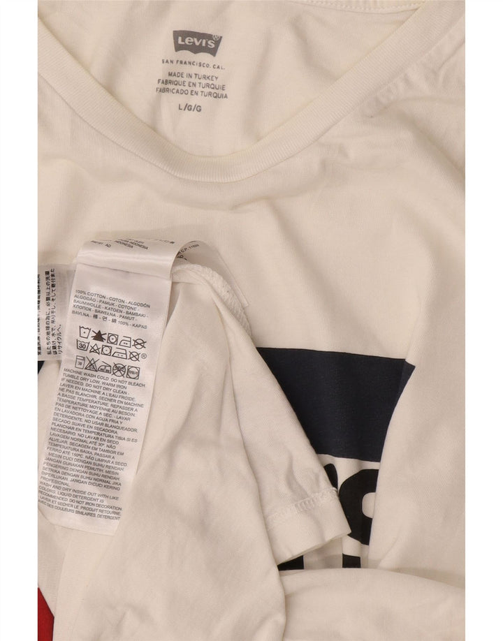 Ανδρικό γραφικό T-Shirt LEVI'S Top μεγάλο λευκό βαμβακερό