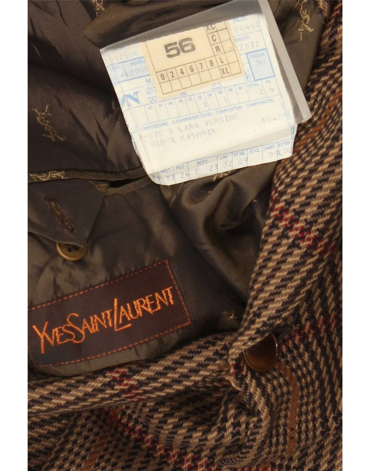 Yves Saint Laurent Ανδρικό σακάκι 2 κουμπιών IT 56 3XL Καφέ μαλλί