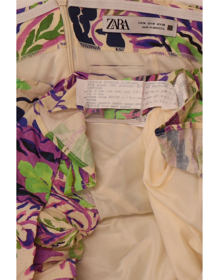 Γυναικείο μίνι στράπλες φόρεμα ZARA UK 12 μεσαία πολύχρωμα λευκά είδη Paisley