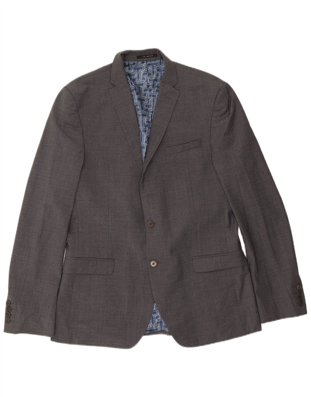 Ted Baker Ανδρικό μπουφάν σακάκι με 2 κουμπιά, σακάκι UK 42 XL γκρι μαλλί