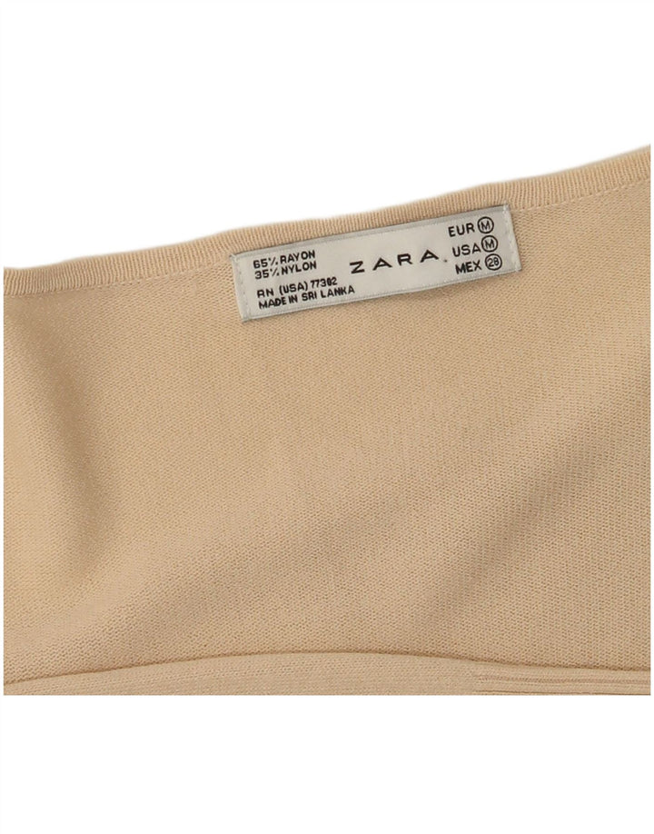 Zara Γυναικεία Ζακέτα με περιτύλιγμα UK 12 Medium Beige Rayon