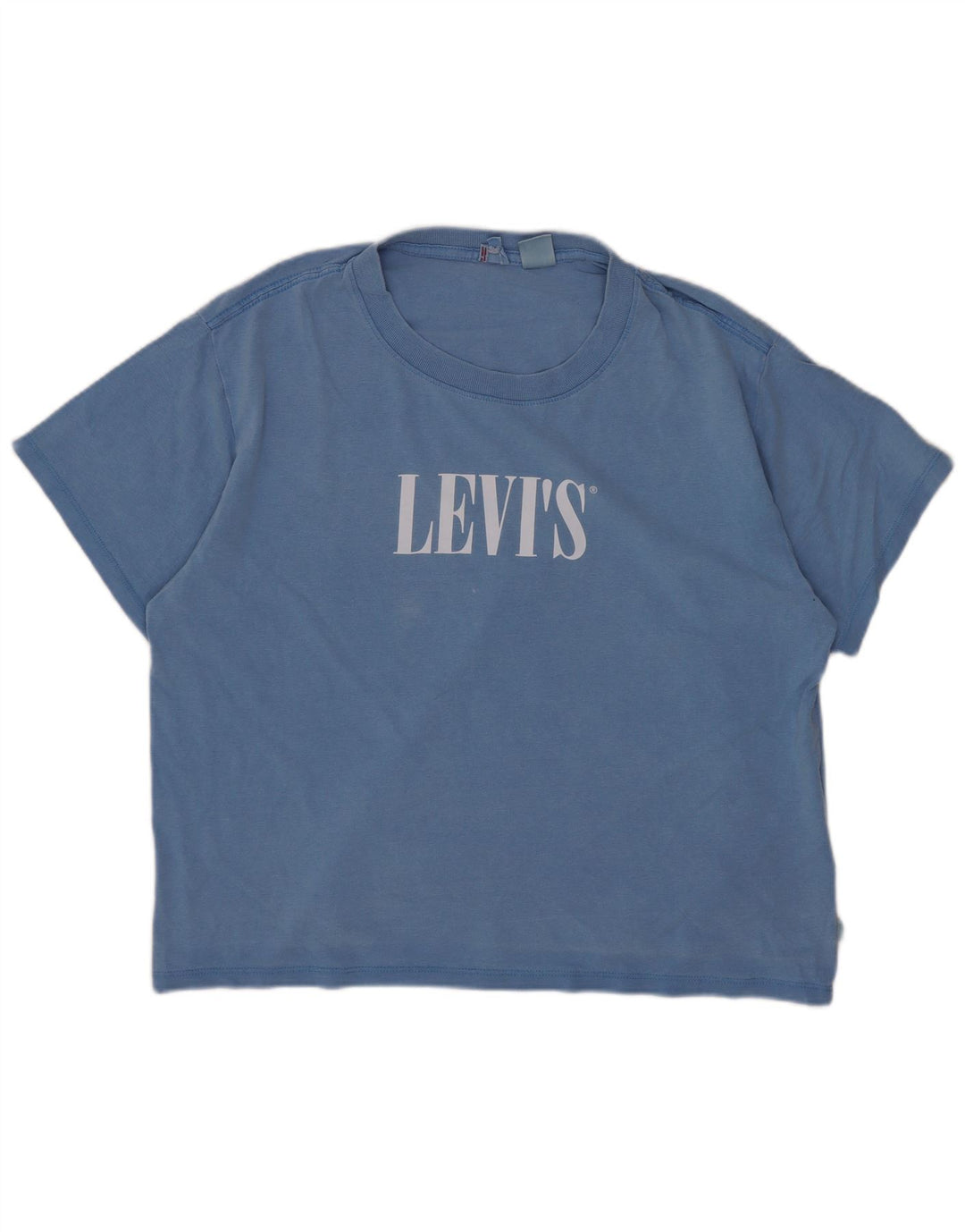 Γυναικείο γραφικό μπλουζάκι Levi's Crop Top UK 14 μεσαίο μπλε βαμβακερό