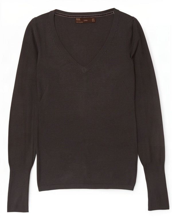 Zara Γυναικείο πουλόβερ με V λαιμόκοψη UK 8 Small Grey