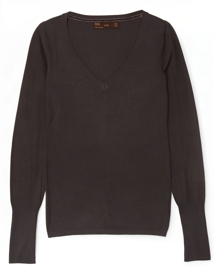 Zara Γυναικείο πουλόβερ με V λαιμόκοψη UK 8 Small Grey