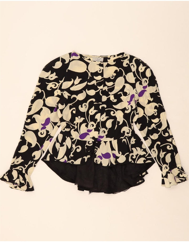 CLIPS Womens Long Sleeve Blouse Top IT 44 Medium Black Paisley Silk Vintage Clips and Second-Hand Clips from Messina Hembry 